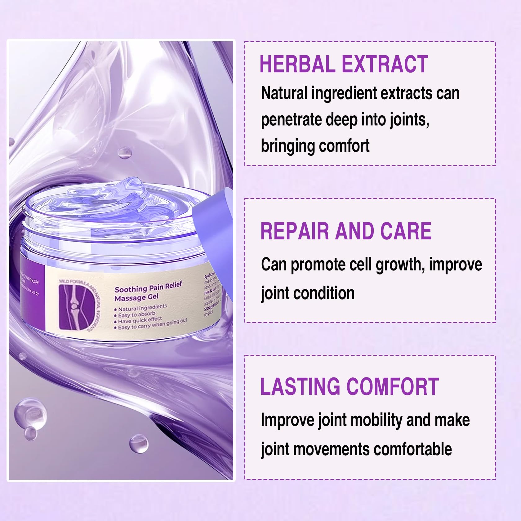 2 PCS Joint Gel Purple Gel，Soothing Pain Relief Massage Cream，Full-Body Joint Effective Soothes for Knees, Lumbar, Hands, Neck and Shoulders PERVALABuy Supplements Australia