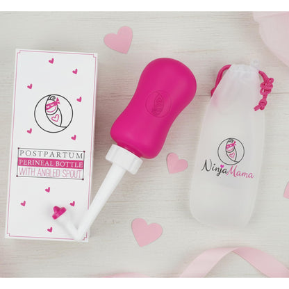 Ninja Mama Peri Bottle for Postpartum Care Post Partum Essentials for Pain Relief, Tears & Hemorrhoids After Birth Portable Perineal Bottle with Angled Spout Labor & Delivery Hospital Bag. (355ml) Ninja MamaBuy Supplements Australia