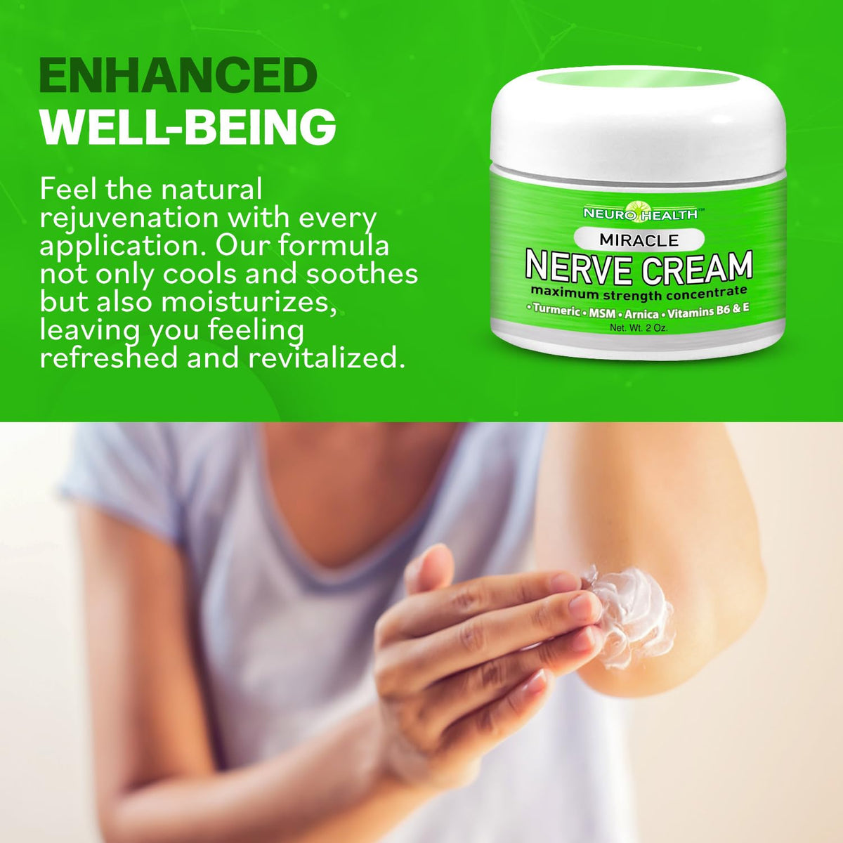 Neuro Health Miracle Nerve Cream - Maximum Strength - Turmeric and Arnica Blend for Neuropathy Discomfort Relief - Soothing Foot & Hand Formula with MSM, B6, E - Made in USA Neuro HealthBuy Supplements Australia