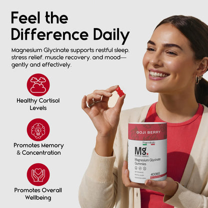 Magnesium Glycinate Gummies 400mg - Sleep Gummies for Kids & Adults - Magnesium Glycinate Chewable High Absorption for Muscle Recovery, Better Sleep & Relaxation (Gojiberry) PharmlitaliaBuy Supplements Australia