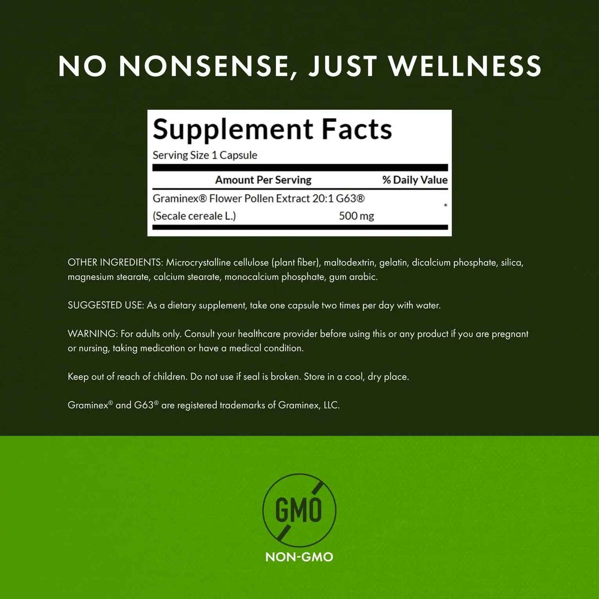 Swanson Maximum Strength Graminex Flower Pollen Extract - Supports Prostate Health, Urinary Tract Function, and Kidney Health - Mens Health Supplement - (60 Capsules, 500mg Each) (4 Pack)