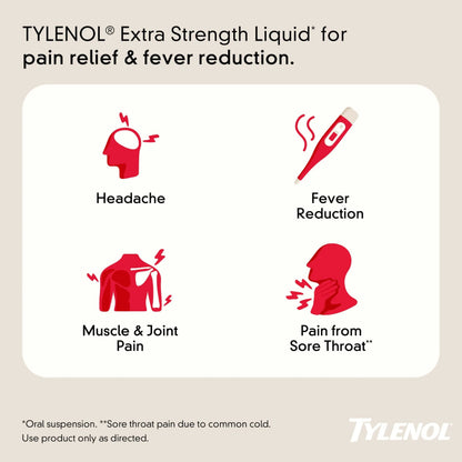 Tylenol Adult Liquid Pain Reliever and Fever Reducer, Extra Strength Liquid Acetaminophen for Fast Pain Relief for Headaches & Other Minor Pain, Cherry Flavor, Dye & Alcohol Free, 8 fl. oz TylenolBuy Supplements Australia