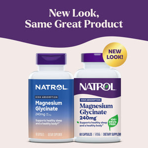 Natrol Magnesium Glycinate Supplements 240 mg - High Absorption - Calm Magnesium Glycinate for Sleep - 60 Capsules, 30 Day Supply NatrolBuy Supplements Australia