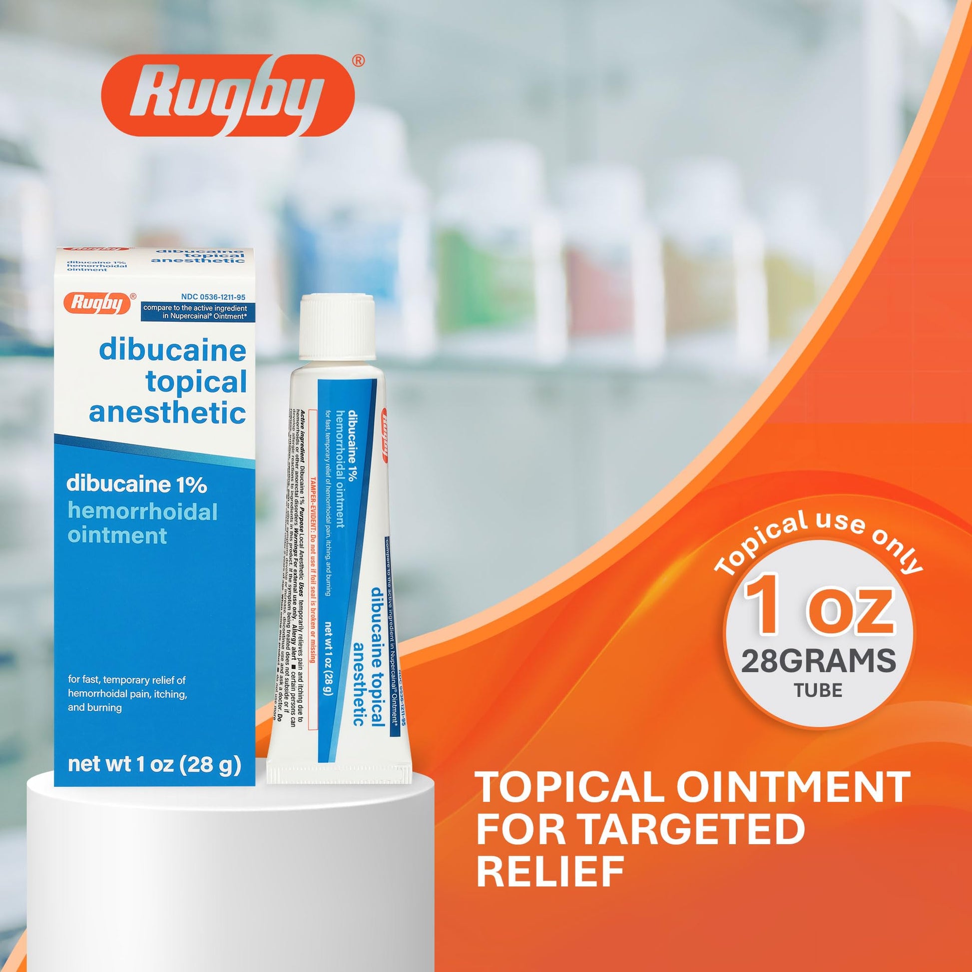 Rugby Dibucaine Topical Anesthetic 1% Hemorrhoid Ointment - Pain Relief Cream for Itching and Burning, Hemorrhoid Treatment, Anti Itch Cream 1 Oz (3 Pack) RUGBY LABORATORIESBuy Supplements Australia