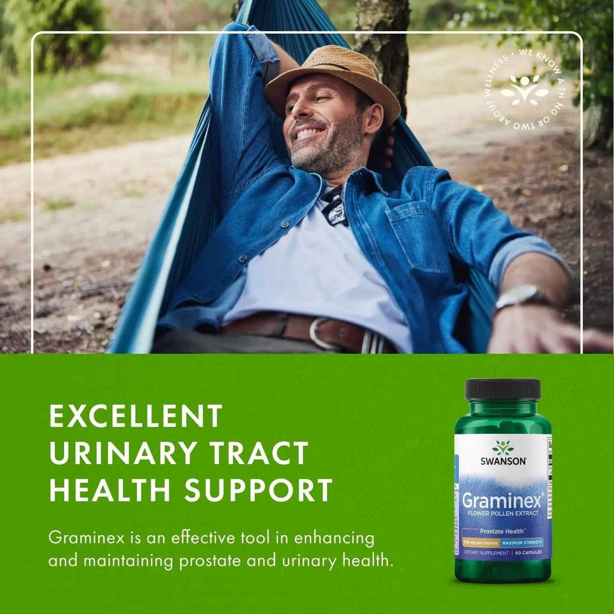 Swanson Maximum Strength Graminex Flower Pollen Extract - Supports Prostate Health, Urinary Tract Function, and Kidney Health - Mens Health Supplement - (60 Capsules, 500mg Each) (4 Pack)