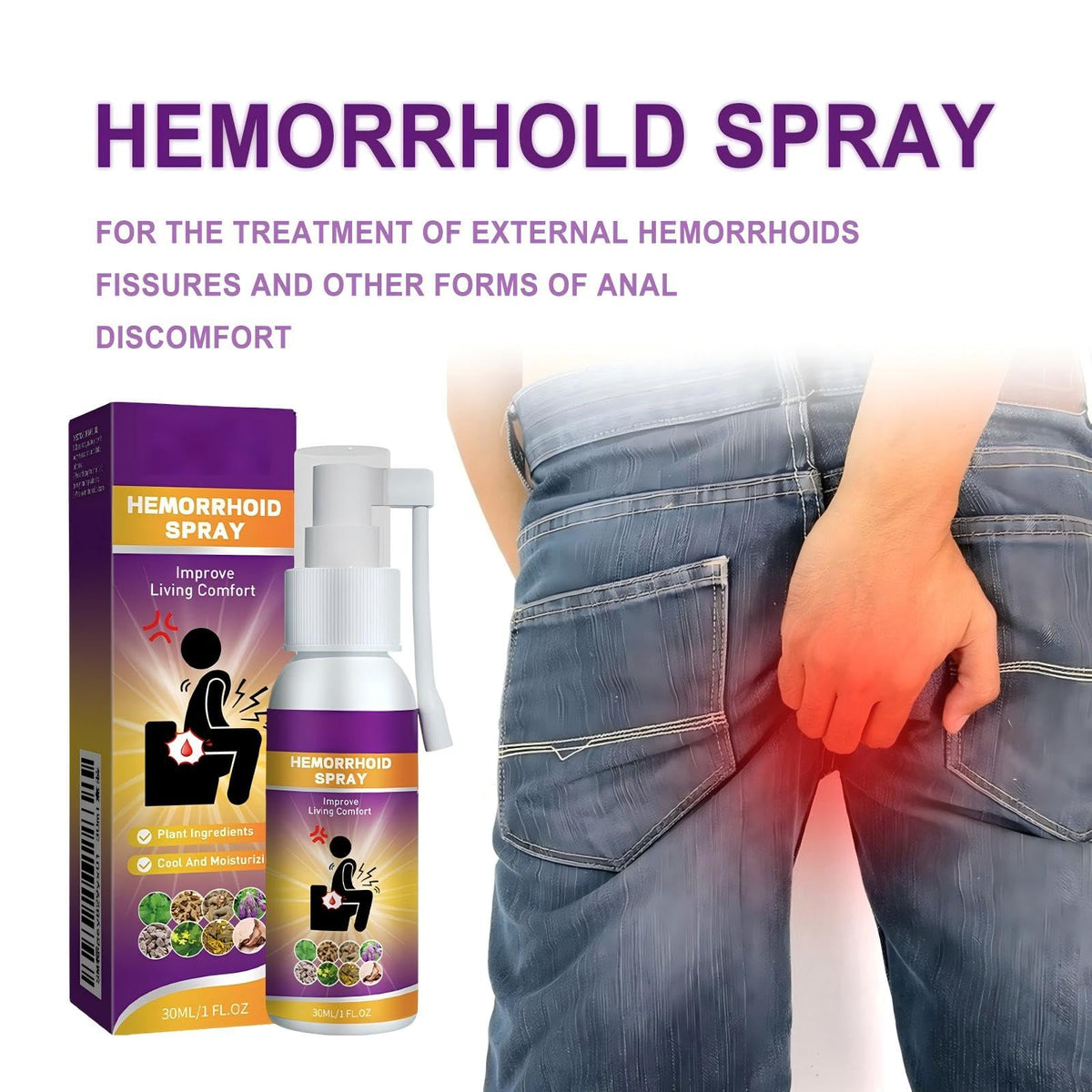 Herbal hemorrhoid Spray relieves Anal Swelling, Pain, itching, discomfort, Repair Meat Ball Broken hemorrhoid Nursing Spray,30ML/1 FL.OZ Aus HealthcareBuy Supplements Australia