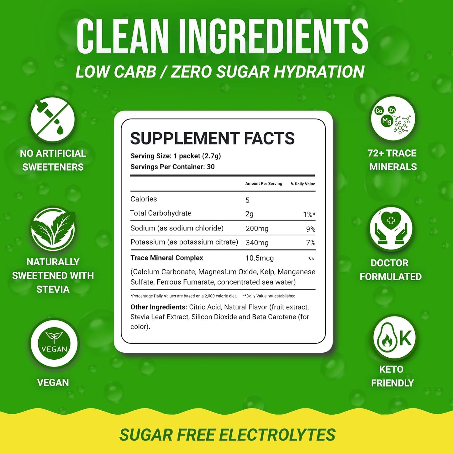 Dr. Price's Vitamins Electrolytes Powder Packets, Lemon Lime, 30 Pack | Electrolyte Mix, Hydration, No Sugar, Sodium, Potassium & 72+ Trace Minerals, Keto Friendly, Made in USA, Doctor-Formulated