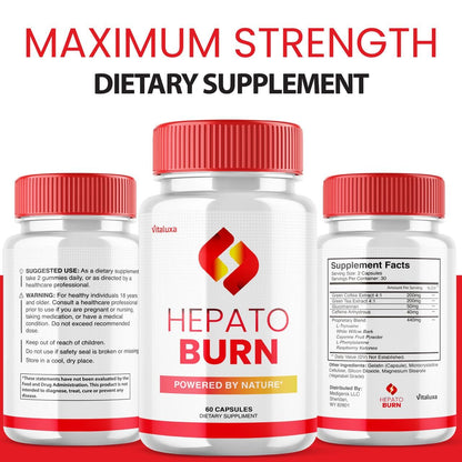 Hepato Burn Capsules - HepatoBurn Supplement Pills Advanced Formula Wait Premium Blend All Natural Loss Support for Men Women, Hepataburn Reviews Maximum Strength Burner Health Wellness (60 Capsules) VitaluxaBuy Supplements Australia
