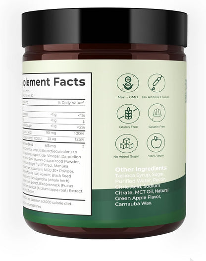 Sea Moss Gummies 16-1, Black Seed Oil Ashwagandha Turmeric Bladder Wrack Vitamin C Vitamin D3 Elderberry Manuka Dandelion Yellow Dock Apple Cider Vinegar for Men & Women