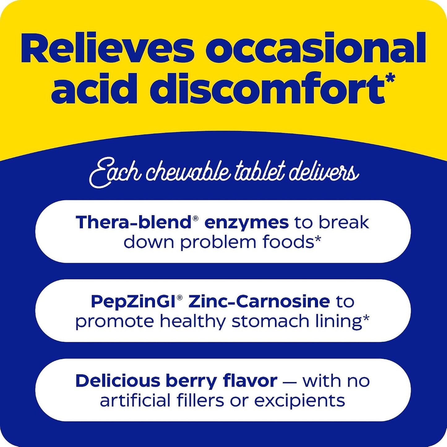 Enzymedica Acid Soothe Chewable Supplement for Women & Men - 60 Tablets
