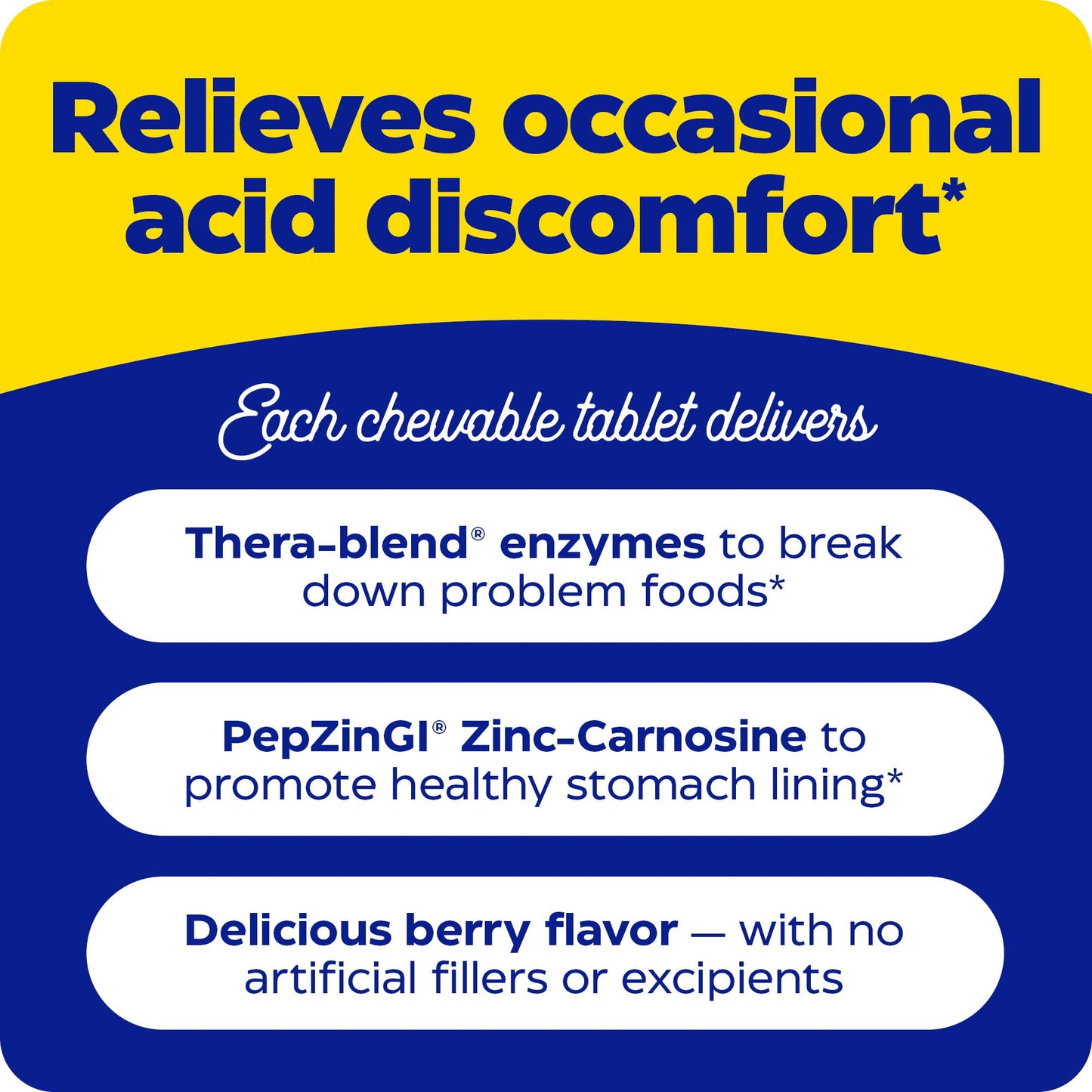 Enzymedica Acid Soothe Chewable Supplement for Women & Men - 60 Tablets