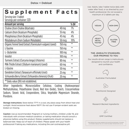 JSHealth Detox + Debloat. Bloating Relief for Women, 60 Tablets | Nutrionist-Formulated, Made with Milk Thistle, Turmeric, and Fennel. Liver Health and Gut Support.