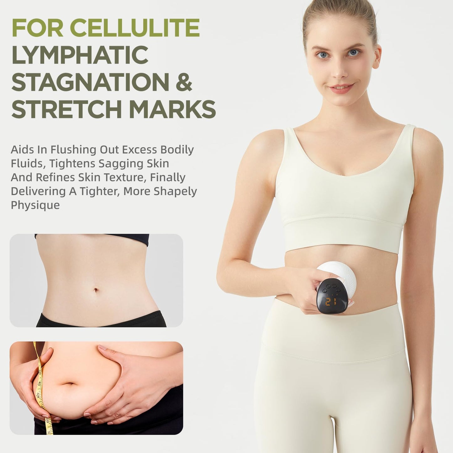 MMGJMP Lymphatic Drainage Massager & Anti-Cellulite Massage Tool, Body Contouring Device for Legs, Arms & Stomach, Supports Smoother Skin, with Gentle Warming & Vibration - W MMGJMP buy supplements Au