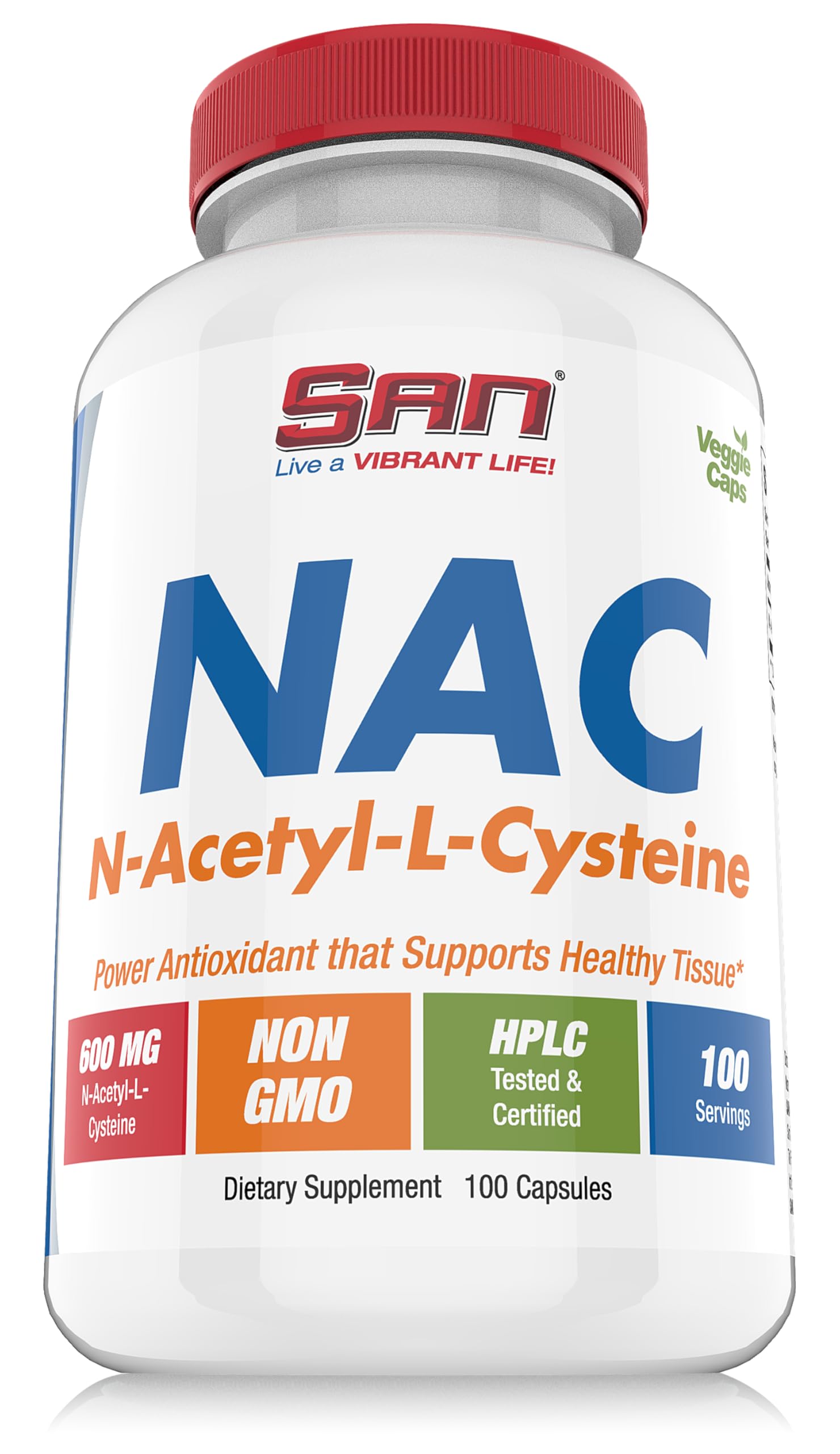 SAN N-Acetyl-L-Cysteine (NAC), Immune, Respiratory, Liver Health, NAC 600 mg, Potent antioxidant Support, Free-radicals, Easy to Absorb, 100 Capsules SAN buy supplements Au