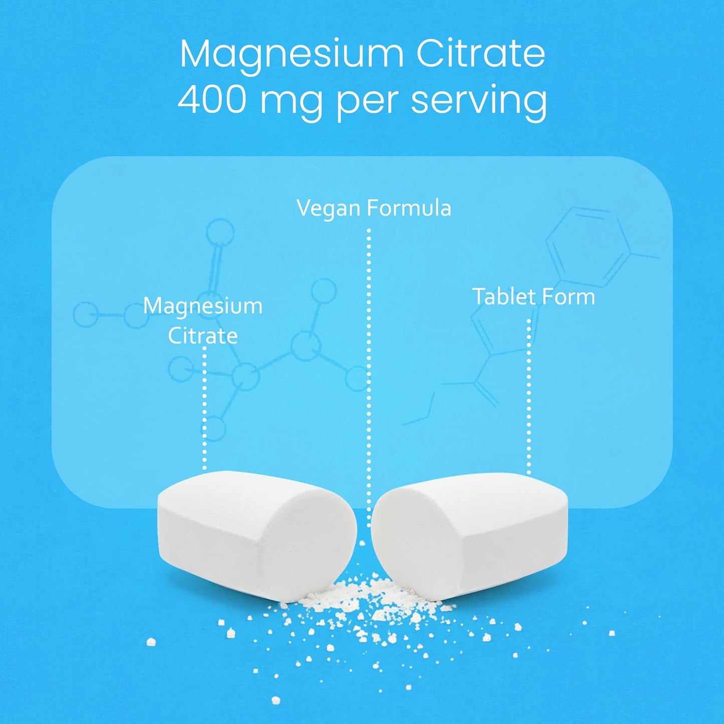 NaturaLife Labs Magnesium Citrate 400 mg per Serving – 120 Tablets, Vegan, Non-GMO