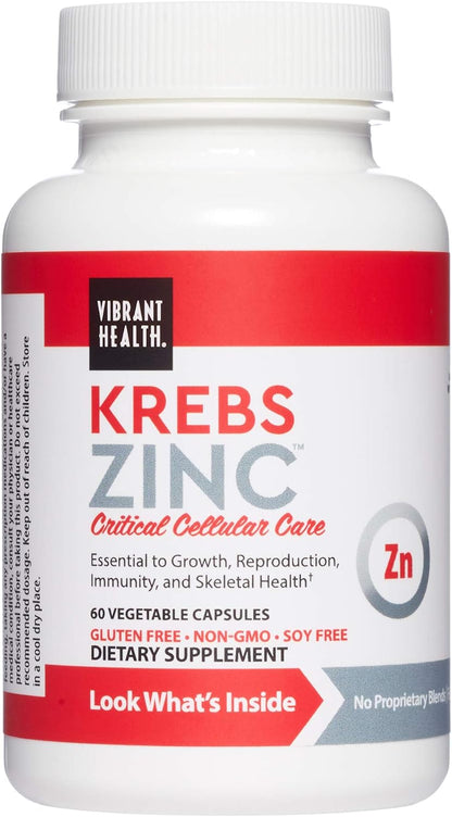 Vibrant Health, Krebs Zinc, Immune, Bone and Cellular Health Formula, 60 Capsules