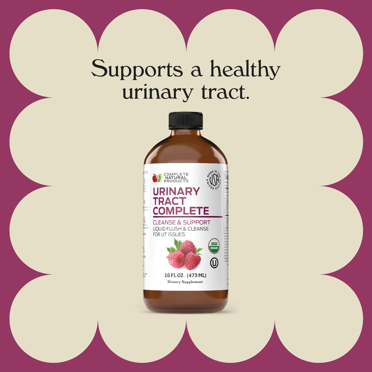 Supplement Product​Complete Natural Urinary Tract Complete 8oz - Liquid Supplement for Urinary Tract Health with Organic Cranberry, D-Mannose, Beet Root, Fennel Seed, and Turmeric - GlowUpCaUSA