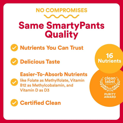 SmartyPants Multivitamin for Men & Women - Improved Formula: Multivitamin Gummies with Omega 3 (DHA/EPA) SmartyPants