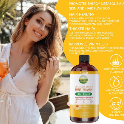 ESUNM Complete Liquid Multivitamin + Hair Growth, Promotes Energy Metabolism& Skin and Hair Function| Vitamin C D | B Vitamins | ESUNM