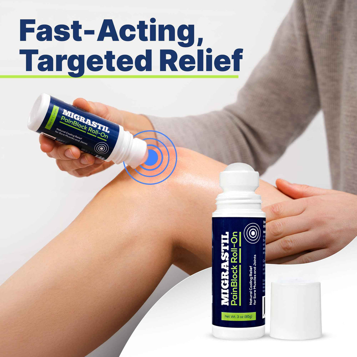 Basic Vigor Migrastil PainBlock Roll-On, 3 oz - Topical Roll-On for Muscle Aches, Cramps, Joint & Nerve Discomfort. Works Great on Shoulders, Neck, Feet, Knees, Legs, Back, Elbows, HIPS, Etc.