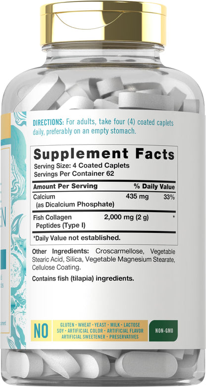 Carlyle Marine Collagen for Hair Skin and Nails | 250 Caplets | Peptides for Women and Men | Type I with Calcium | Non-GMO & Gluten Free Carlyle buy supplements Au