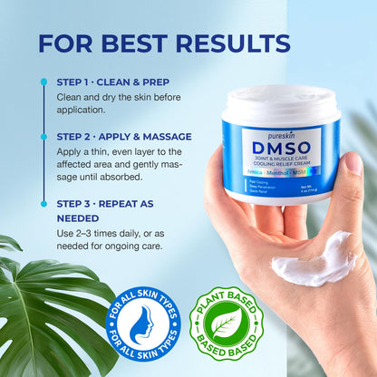 PURESKIN DMSO Relief Cream – Pharmaceutical Grade Fast-Absorbing Cooling Formula for Active Lifestyles – Lightweight Cream with Arnica, MSM, Magnesium, Menthol & Aloe, 4 oz PURESKINBuy Supplements Australia