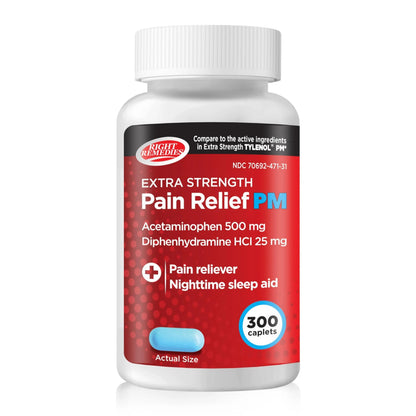 Right Remedies Extra Strength Pain Relief PM & Nighttime Sleep Aid Caplets,(300 count), Acetaminophen 500 mg & Diphenhydramine HCl 25 mg, Non-Habit Forming, Compare to Active ingredients of Tylenol PM RIGHT REMEDIESBuy Supplements Australia