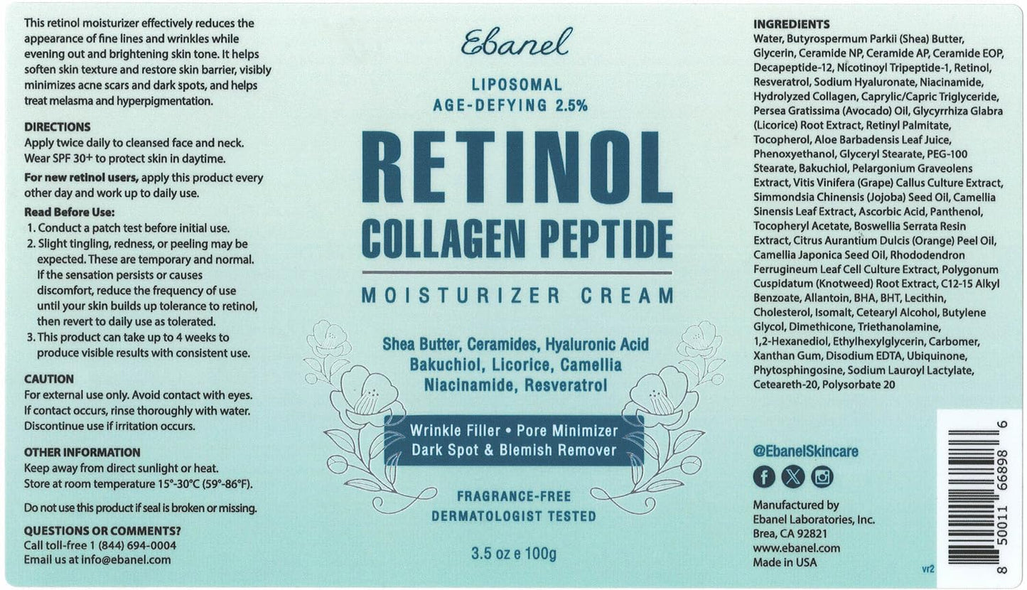 Ebanel Bundle of 40% Urea Cream 4.6 Oz, and 2.5% Retinol Moisturizer