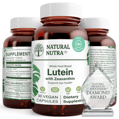 Natural Nutra Lutein & Zeaxanthin Supplement 20mg, 60 Capsules | Maintains Vision, Protects Cells in Eyes, Enhances Level of Zeaxanthin & Isomers, Supports Eye Health, Gluten-Free, Soy-Free