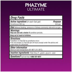 Phazyme Ultimate Strength Anti-Gas 500 mg Simethicone Gas Relief for Adults, Fast Gels Quickly Ease Bloating, Pressure and Discomfort, 20 Count Phazyme buy supplements Au