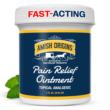 Amish Origins Pain Relief Ointment 4 oz Maximum Strength All Natural Discomfort Reliever for Joint, Muscle, Knee, Back, Neuropathy