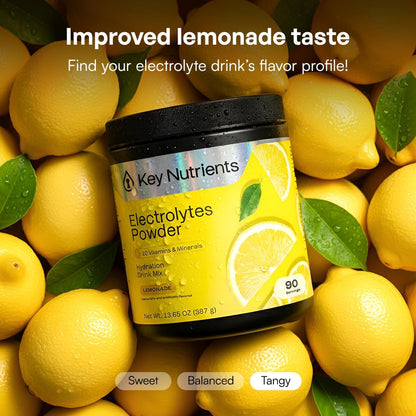 KEY NUTRIENTS Electrolytes Powder Bundle, Refreshing Lemonade 90 Servings Jar + Pineapple Coconut 90 Servings Jar, Sugar Free Hydration Drink Mix with Vitamins & Minerals, No Calories