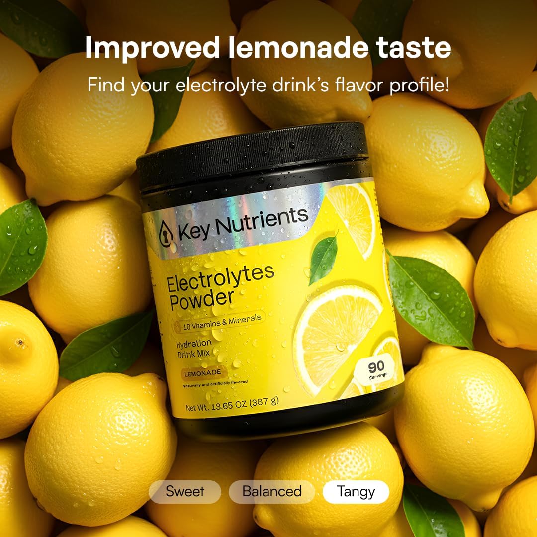 KEY NUTRIENTS Electrolytes Powder Bundle, Refreshing Lemonade 90 Servings Jar + Watermelon 90 Servings Jar, Sugar Free Hydration Drink Mix with Vitamins & Minerals, No Calories