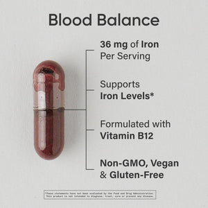 Sports Research® Blood Balance Iron Supplement - 36 MG Iron + Folate & Vitamin C for Absorption - Red Blood Cell Support for Women & Men* - Vegan Certified · Non-GMO · Gluten-Free - 90 Capsules Sports Research buy supplements Au