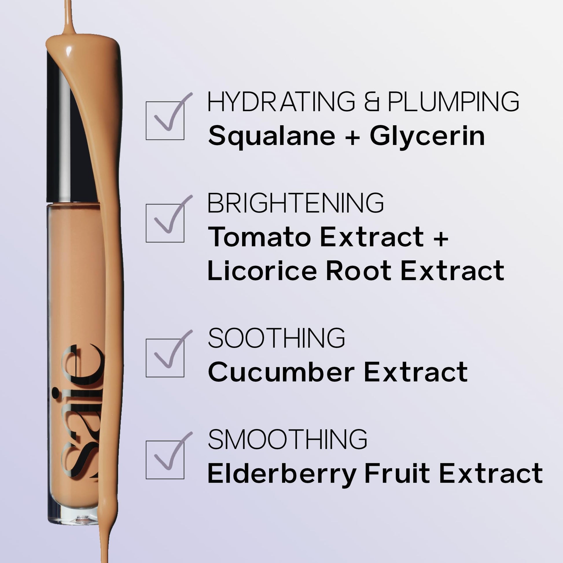 Saie Hydrabeam Under Eye Brightener - Sheer + Hydrating Concealer with Glycerin, Squalane + Cucumber Extract - Brightening Under Eye Concealer + Corrector for Even, Glowing Skin - Shade 6 (0.2 oz) SaieBuy Supplements Australia