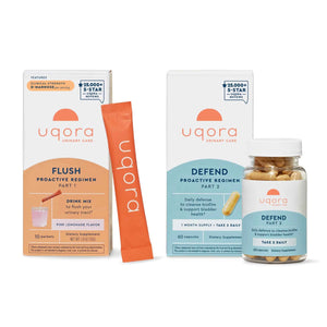 Uqora Flush (Pink Lemonade, 10 Packets) & Defend (60 Capsules) Bundle - Support Urinary Tract* with D-Mannose, Vitamin C & More - Support Bladder Health & Cleanse Biofilm* with D-Mannose & More