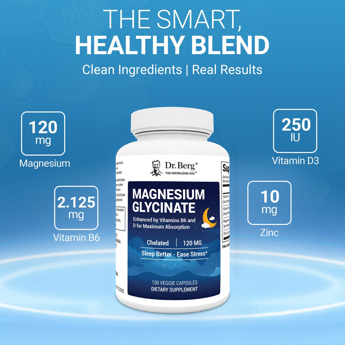 Dr. Berg Magnesium Glycinate 150ct – 4-in-1 Chelated for Muscle, Nerve, Sleep & Stress Support*– w/ D3, B6 & Zinc – 4X Lab-Tested – No Fillers – Formulated in USA, GMP-Certified Dr. Berg Nutritionals buy supplements Au