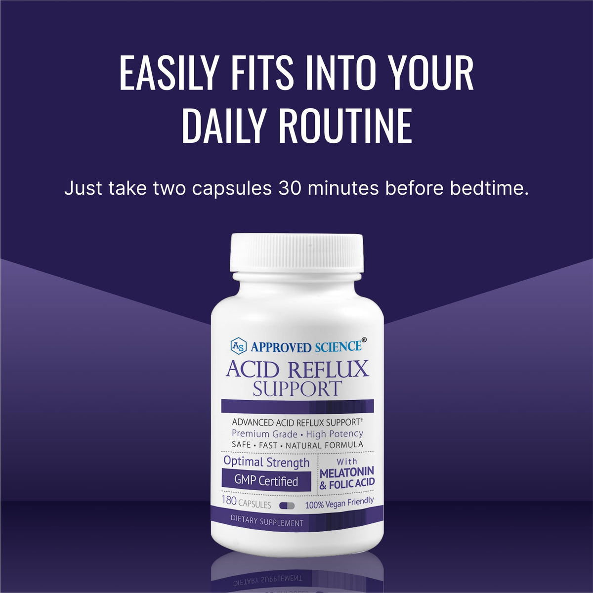 Approved Science® Acid Reflux Support - with Melatonin, Marshmallow Root, L-Taurine -180 Capsules - Vegan Approved Science buy supplements Au