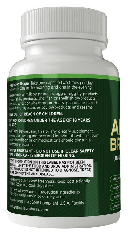 GREEN VALLEY NATURALS - Advanced Brain Power - Supports Healthy, Normal Brain Function, Focus and Concentration, clinically formulated to Support Healthy Brain Clarity. (1 Bottle, 60, Count) GREEN VALLEY NATURALS buy supplements Au