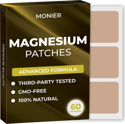 MONIER Magnesium Patches (Pack of 60) - 100% Natural Patch for Women | For Women and Men, With Calcium, Muscle And Bone Support, Calming, Enhanced Formula