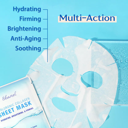 Ebanel Bundle of 40-Pack Collagen Face Mask and 8-Pack Collagen Peptide Infusion Mask