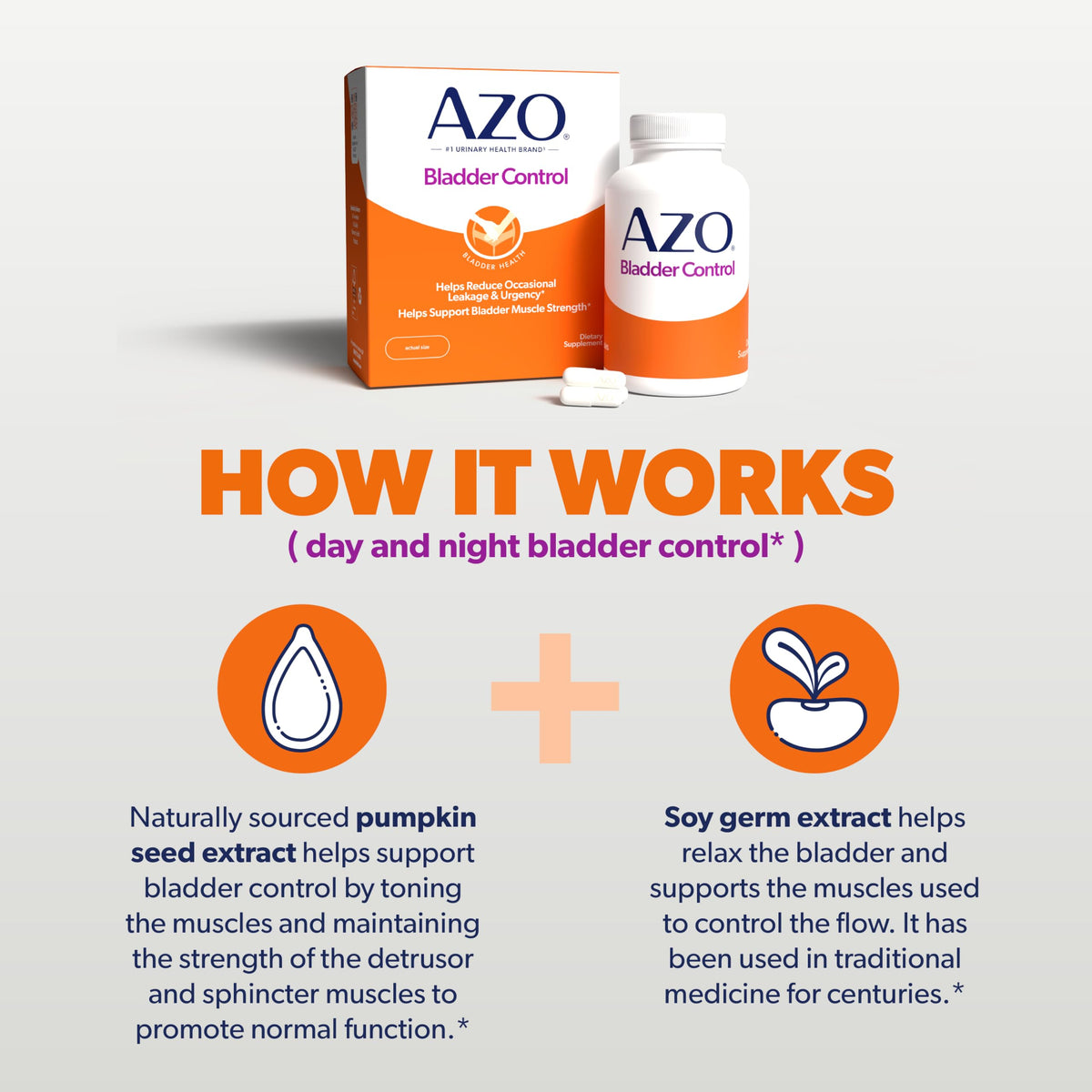 AZO Bladder Control with Go-Less Daily Supplement | Helps Reduce Occasional Urgency, leakage due to laughing, sneezing and exercise††† | 72 Capsules AZO buy supplements Au