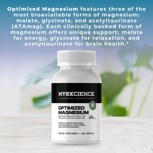 MYOXCIENCE Optimized Magnesium Glycinate + Magnesium Taurate (as ATAmag®) for High Brain Bioavailability to Support Stress Relief and Sleep | 80 Servings MYOXCIENCE buy supplements Au