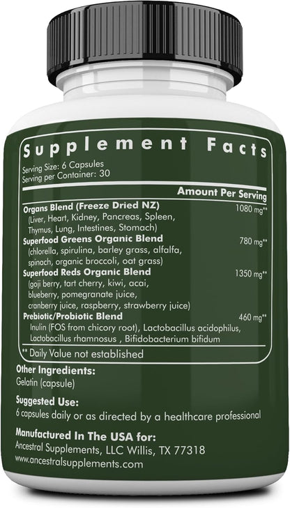 Ancestral Supplements Colostrum Bundle & Greens - Organic Superfood Greens & Reds Blend with Spirulina, Chlorella, Grass Fed Beef Organs, and Probiotics for Gut Health – Grass Fed, Pasture Raised MUL
