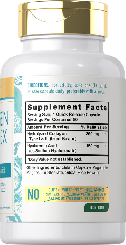 Carlyle Collagen Pills with Hyaluronic Acid | 500mg | 90 Capsules | Hydrolyzed Collagen Type 1 and 3 | Non-GMO, Gluten Free Supplement Carlyle buy supplements Au