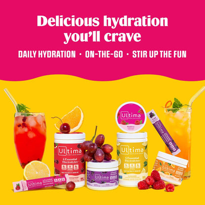 Ultima Replenisher Electrolyte Powder Drink Mix Bundle – Sugar Free – Lemonade and Raspberry, 90 Servings – Hydration Powder - 6 Key Electrolytes and Trace Minerals – Keto Friendly, Non-GMO