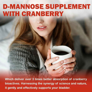 HFELIZ D Mannose with Cranberry Gummies, D-Mannose Supplements 1300mg for Women, Support Natural Urinary Tract & Bladder Health, Sugar-Free, 60 Count