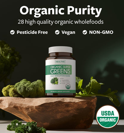 Super Greens & Vitamin C (1-Month Supply) Greens & C Synergy Bundle of Organic Super Greens Powder - Complete Superfood (60 Capsules) & & Vitamin C Immune Support (60 Vegetarian Caps)(Non-GMO) Healths Harmony buy supplements Au