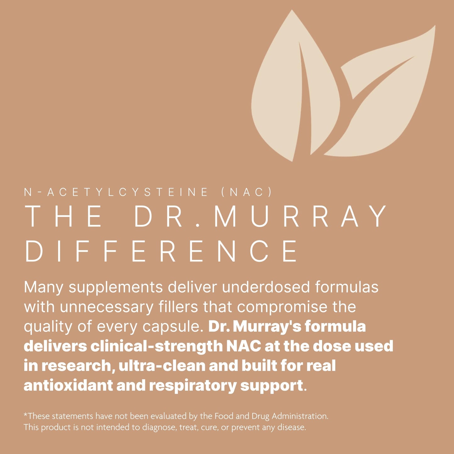 Dr. Murray's Ultra Clean N-Acetylcysteine NAC Supplement 600 mg - Respiratory & Liver Support | Vegan | Non-GMO | Gluten Free | Third-Party Tested | 120 Capsules