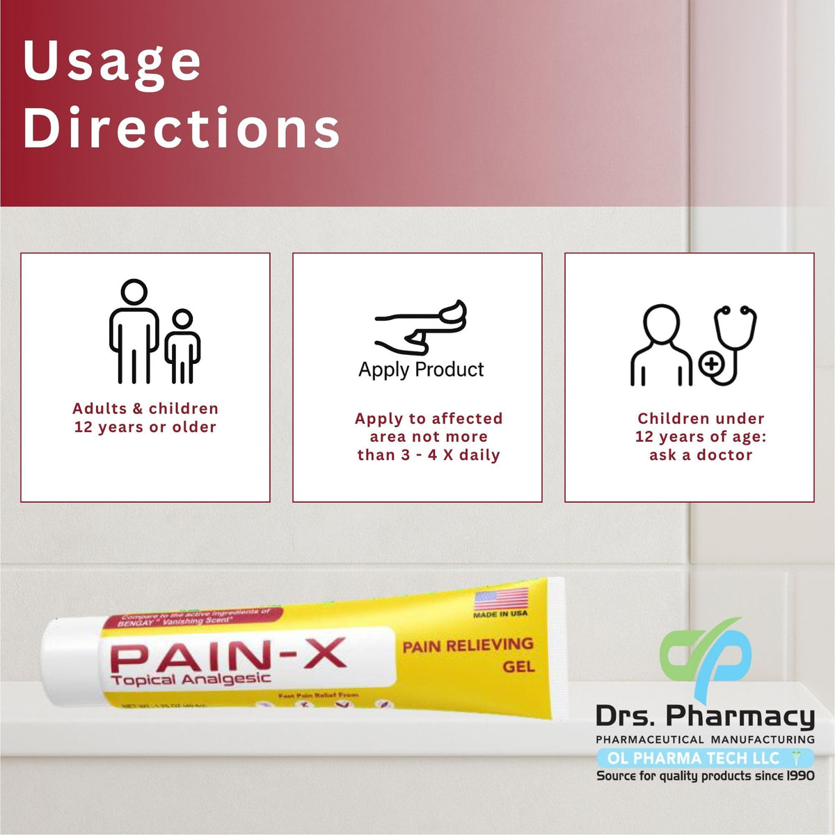 Drs. Pharmacy Pain-X Menthol Cream – Targeted Muscle & Joint Relief – 1.75 oz, Made in USA Drs. PharmacyBuy Supplements Australia
